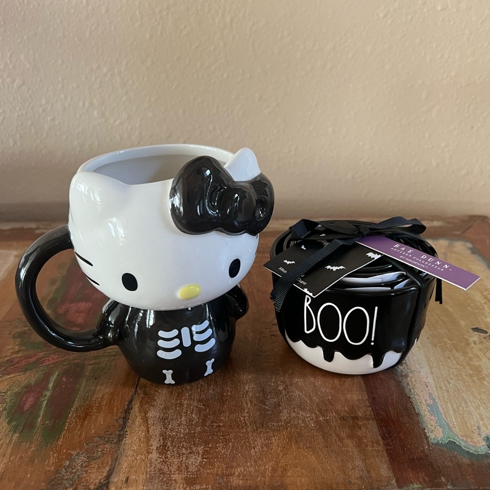 Hello Kitty Skeleton Mug and Boo Candle Set